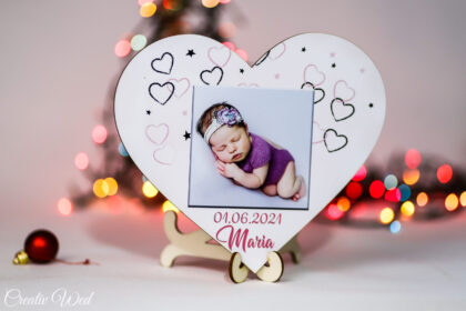 Inimioara personalizata print pe lemn